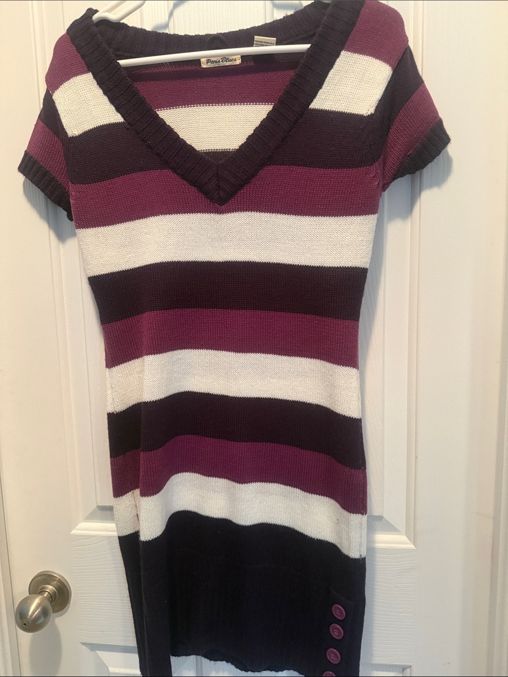 Paris Blues Purple and White Striped Knit Top